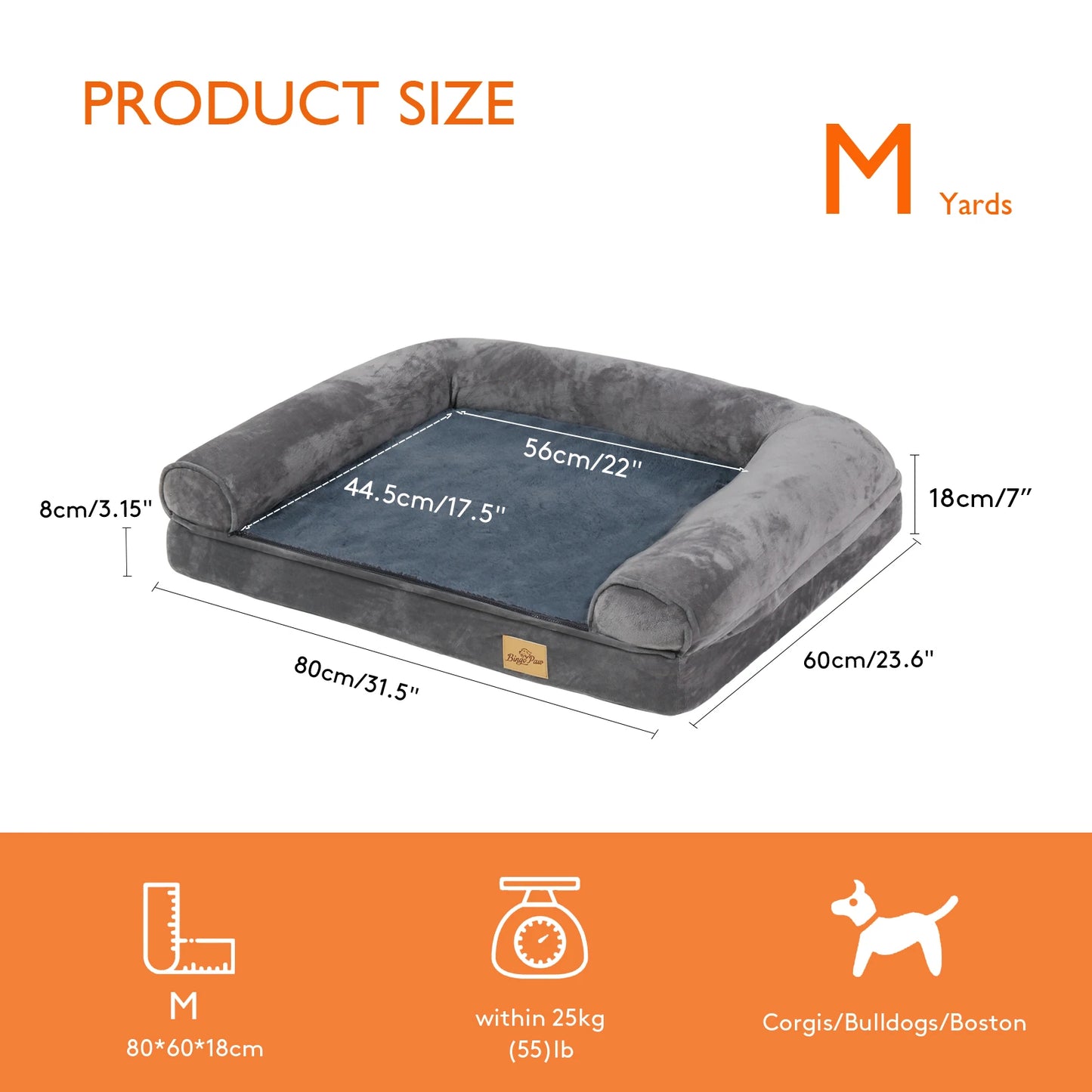 BINGOPAWCN Orthopedic Dog Bed With Removable Washable Cover