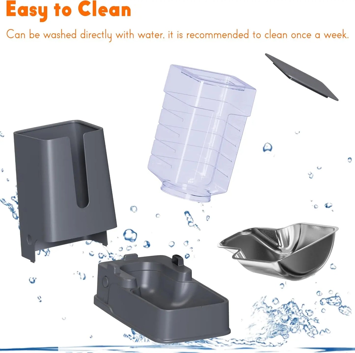 Automatic Pet Feeder And Water Dispenser With Stainless Steel Bowls