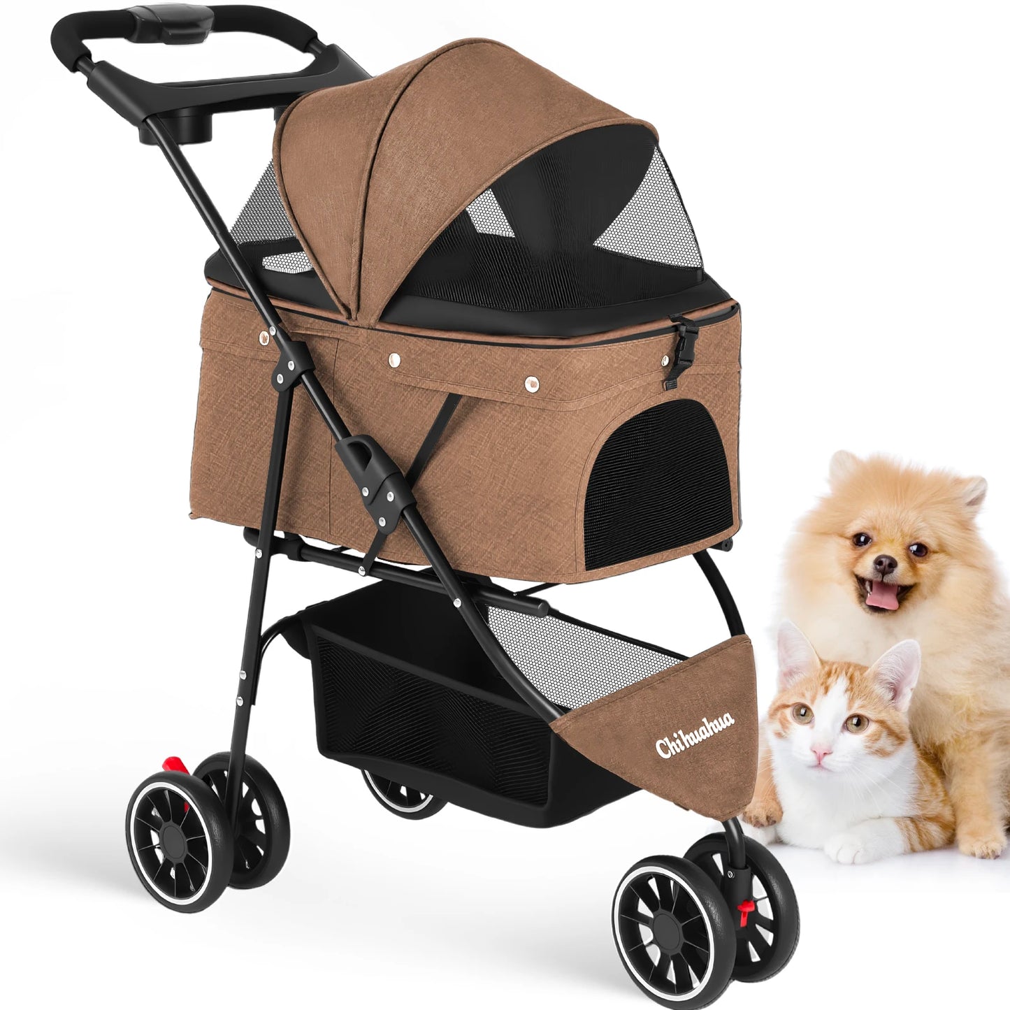 Chihuahua Pet Stroller For Small Cats And Dogs 3 Wheels