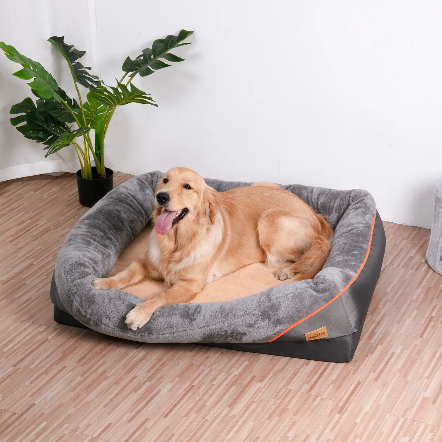 BINGOPAWCN Orthopedic Memory Foam Dog Bed With Quilted Bolsters