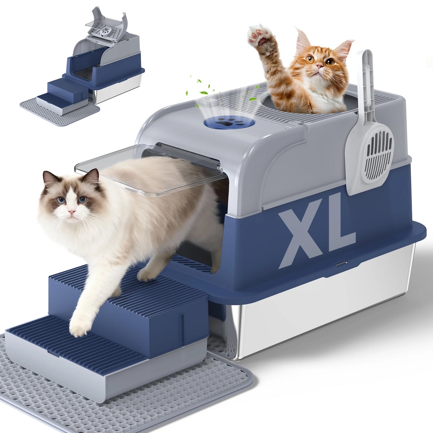 CityFlee Stainless Steel Cat Litter Box NonStick Odor Control