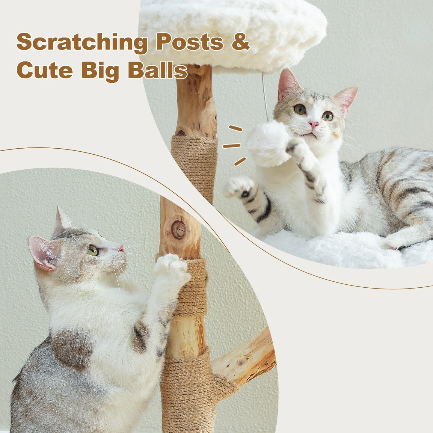 PAWZ Road Flower Cat Tree Indoor Cats Modern Wood Tower With 2 Perches
