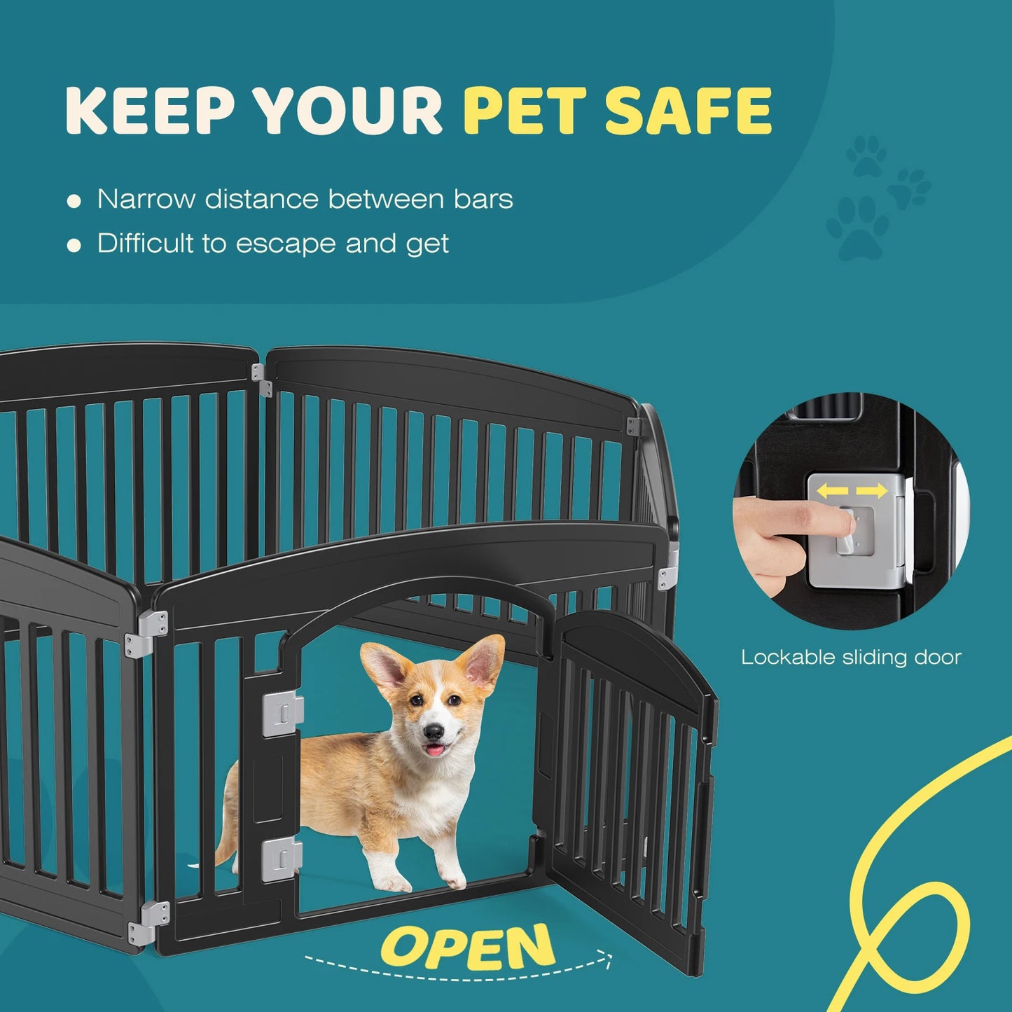 JHK Plastic Dog Playpen Expandable Portable Fence For Medium Dogs