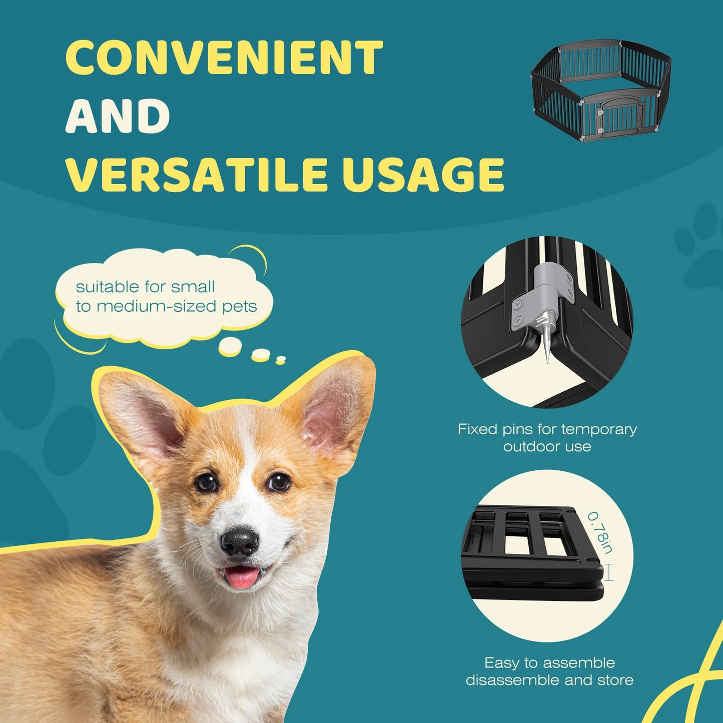 JHK Plastic Dog Playpen Expandable Portable Fence For Medium Dogs