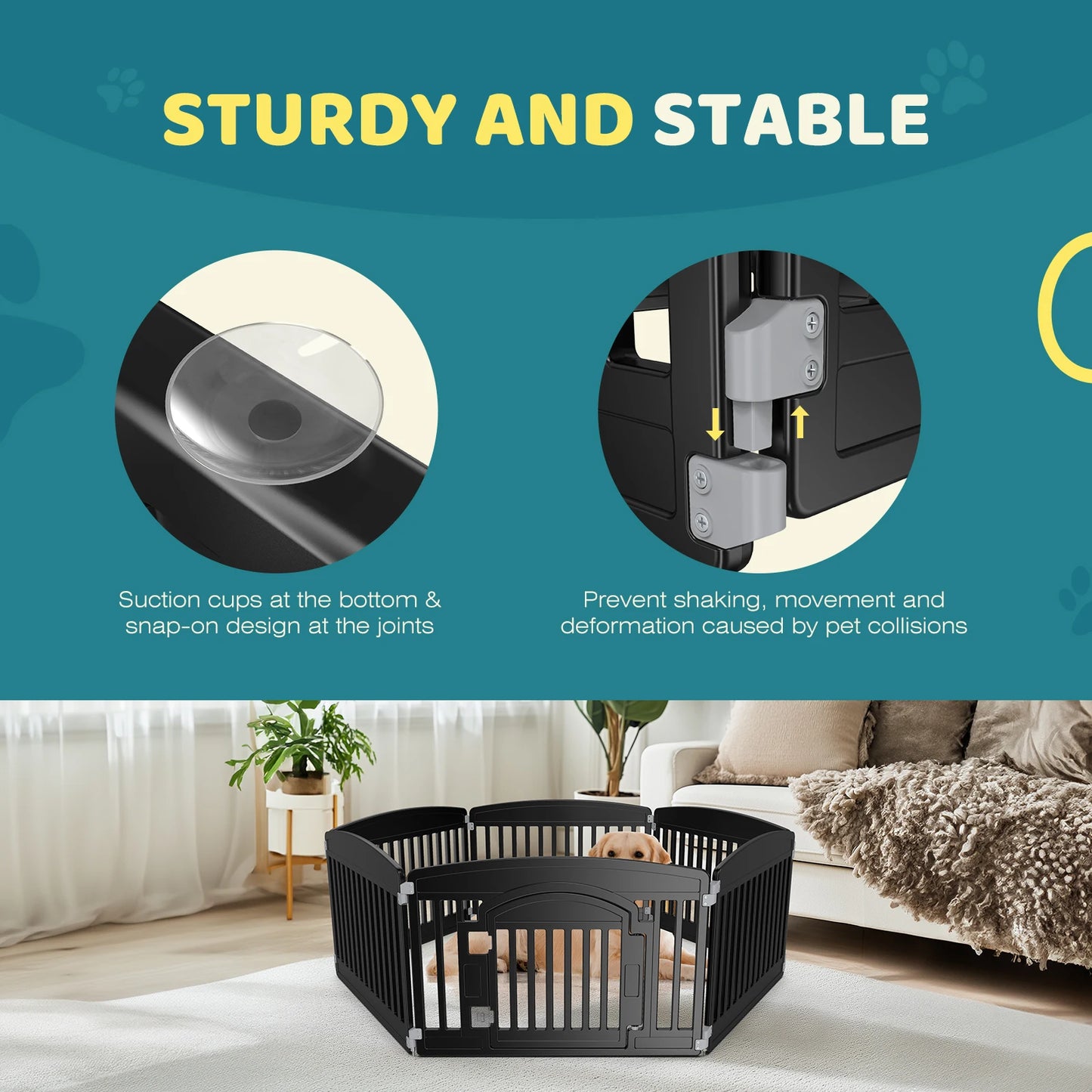 JHK Plastic Dog Playpen Expandable Portable Fence For Medium Dogs