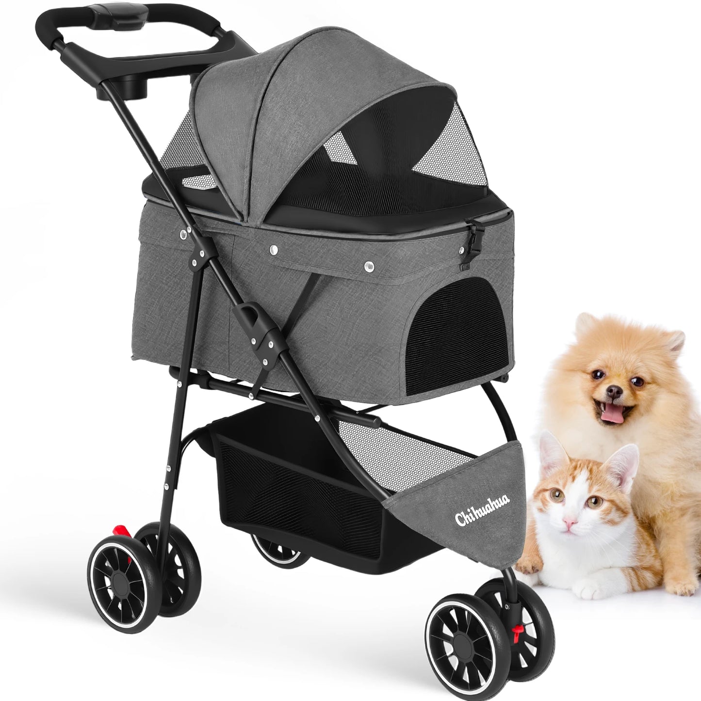Chihuahua Pet Stroller For Small Cats And Dogs 3 Wheels