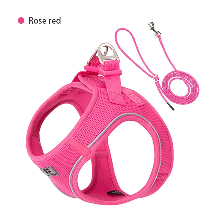 Nylon Reflective Dog Harness Leash Set Adjustable For Pets