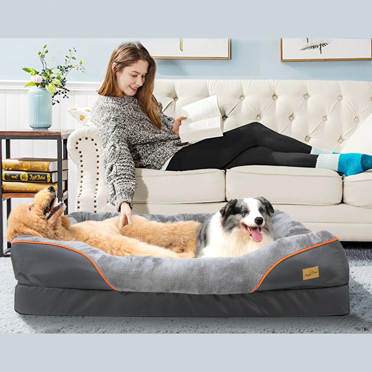 BINGOPAWCN Dog Bed Anti Allergy Fleece Waterproof Removable Cover Washable