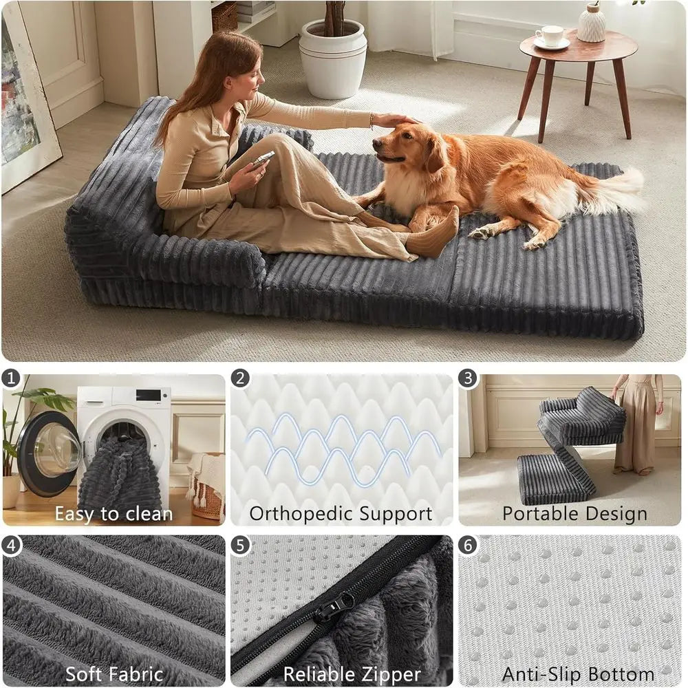 Orthopedic Memory Foam Dog Bed Washable Cover Non Slip Base