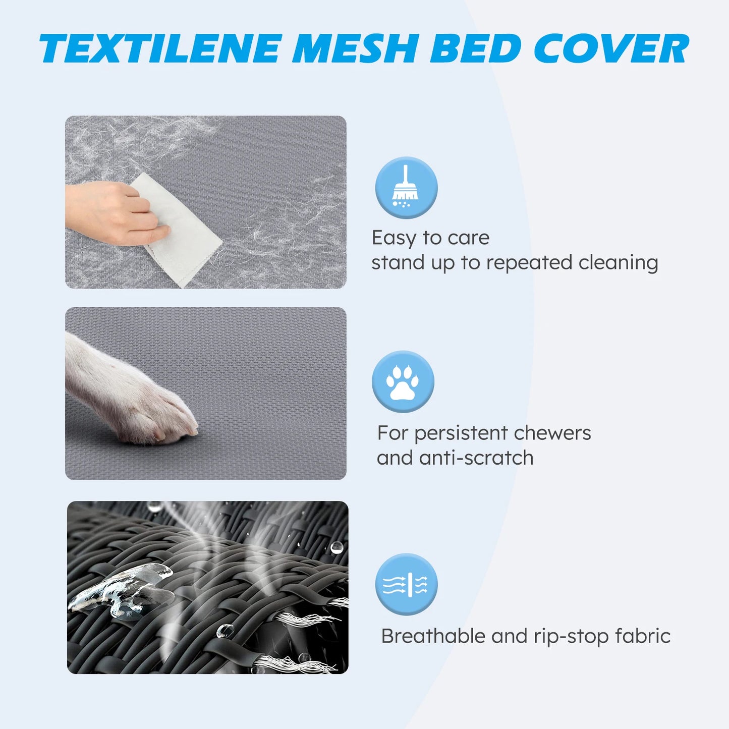 Portable Elevated Dog Bed With Chewproof Mesh And Metal Frame