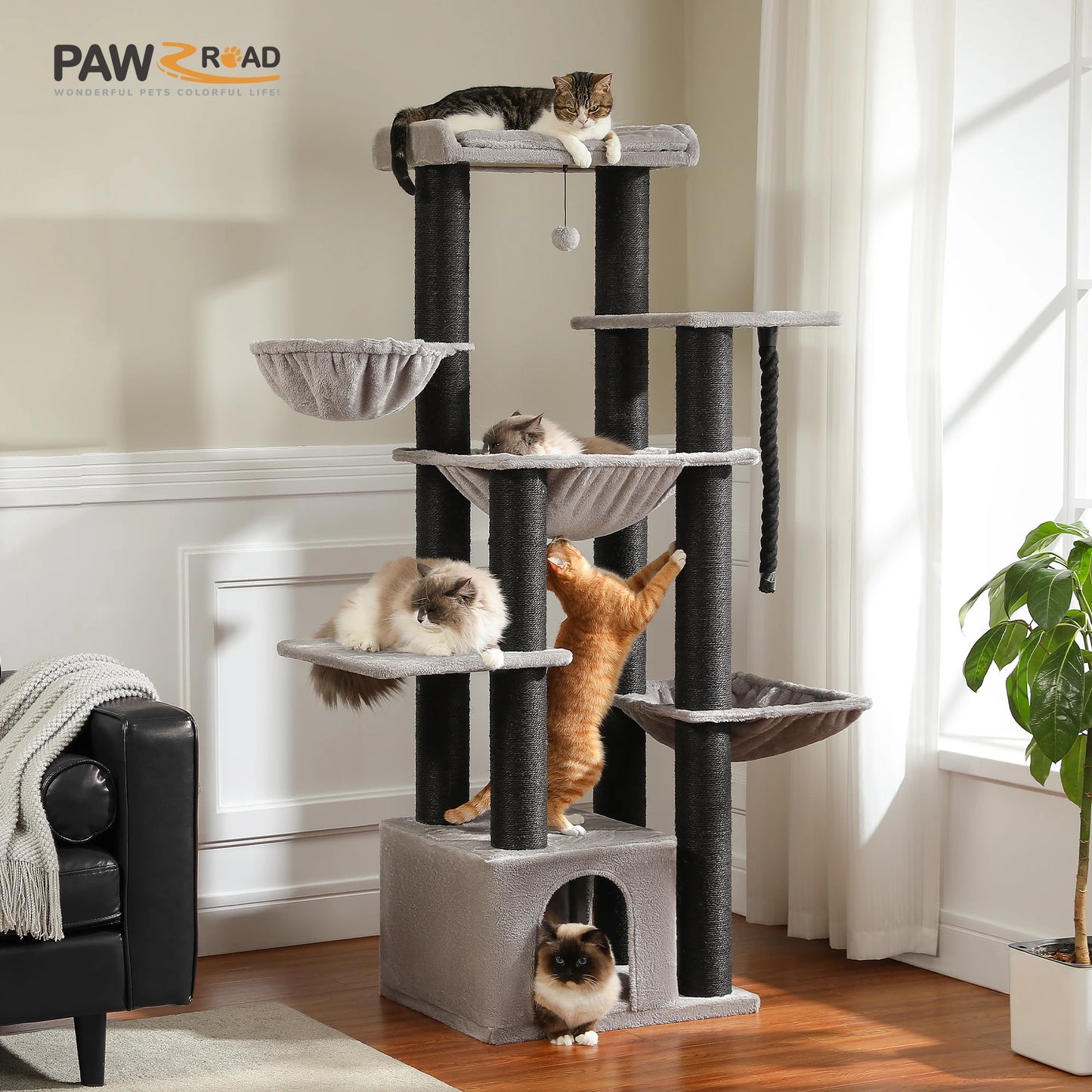 PAWZ Road Large Cat Tree With Hammock And Sisal Posts