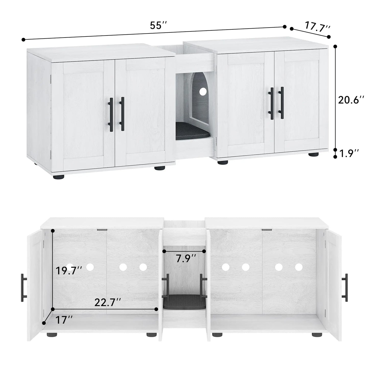 HiMISSCN Double Room Cat Litter Box Enclosure For Two Cats