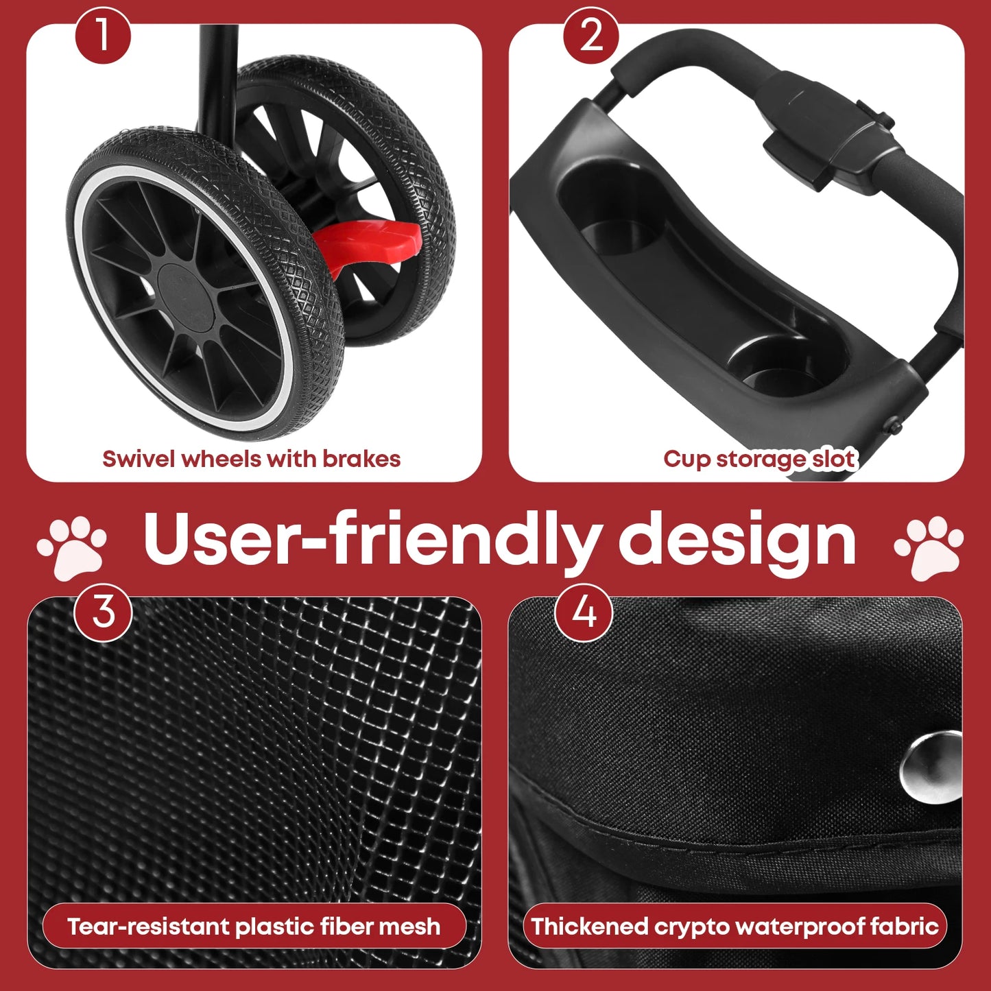 Chihuahua Pet Stroller For Small Cats And Dogs 3 Wheels