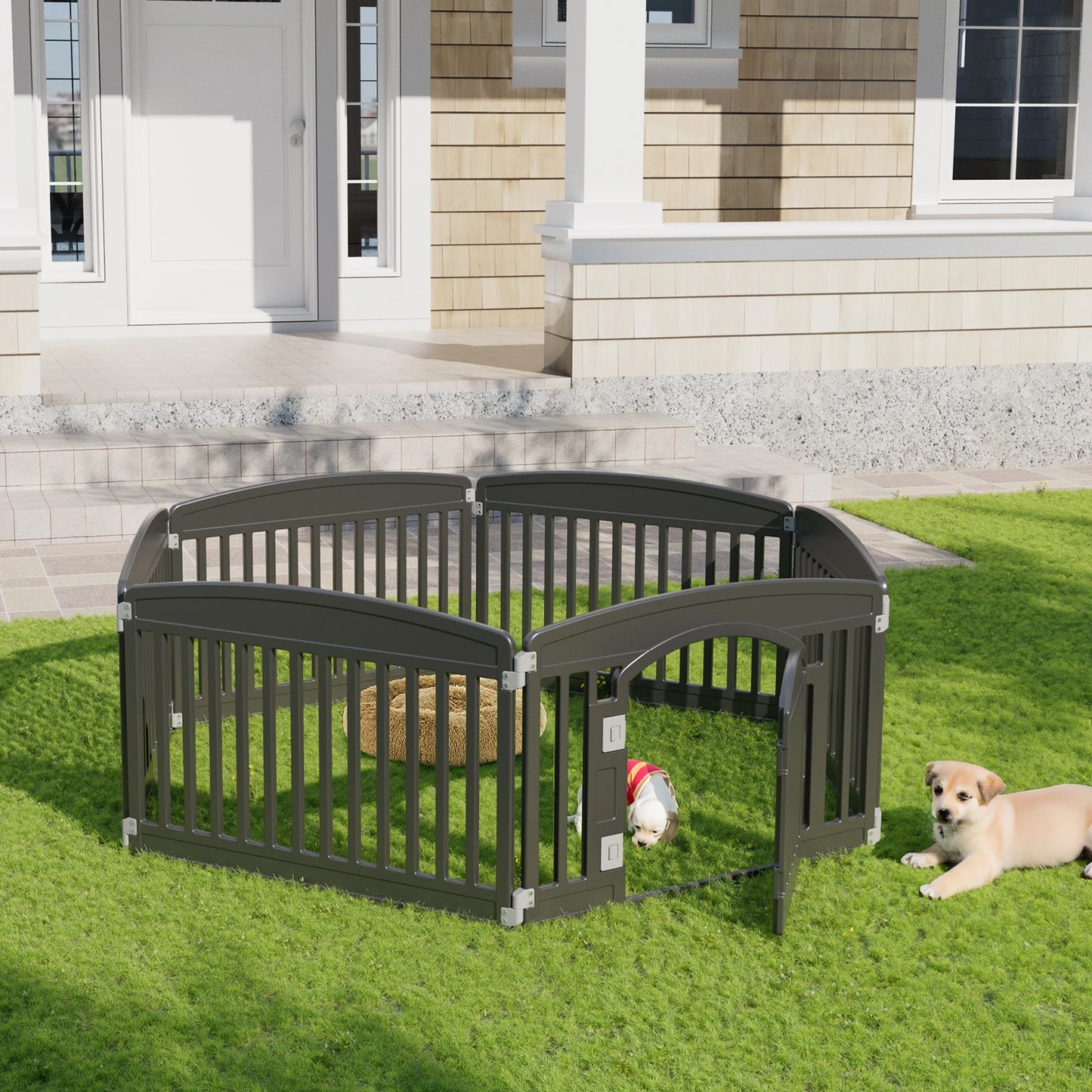 JHK Plastic Dog Playpen Expandable Portable Fence For Medium Dogs