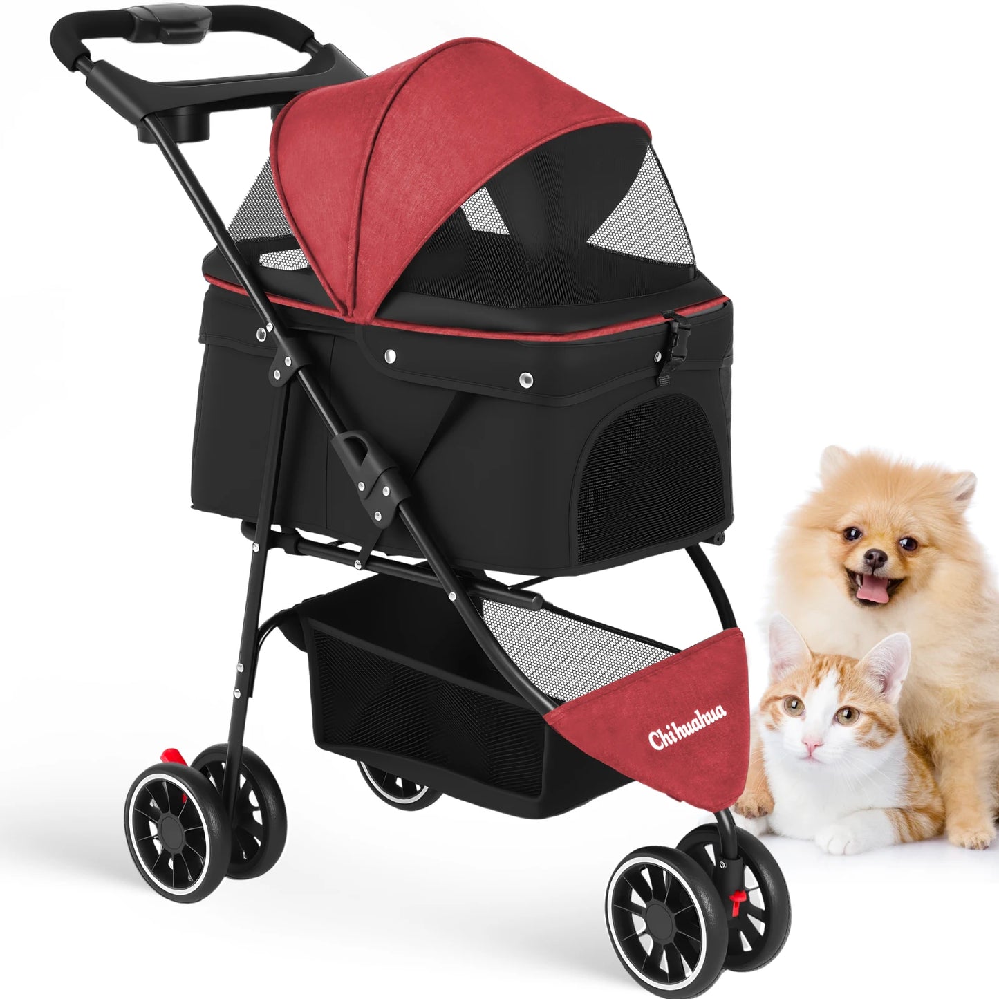 Chihuahua Pet Stroller For Small Cats And Dogs 3 Wheels