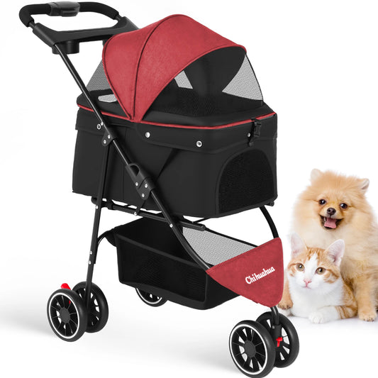Chihuahua Pet Stroller For Small Cats And Dogs 3 Wheels