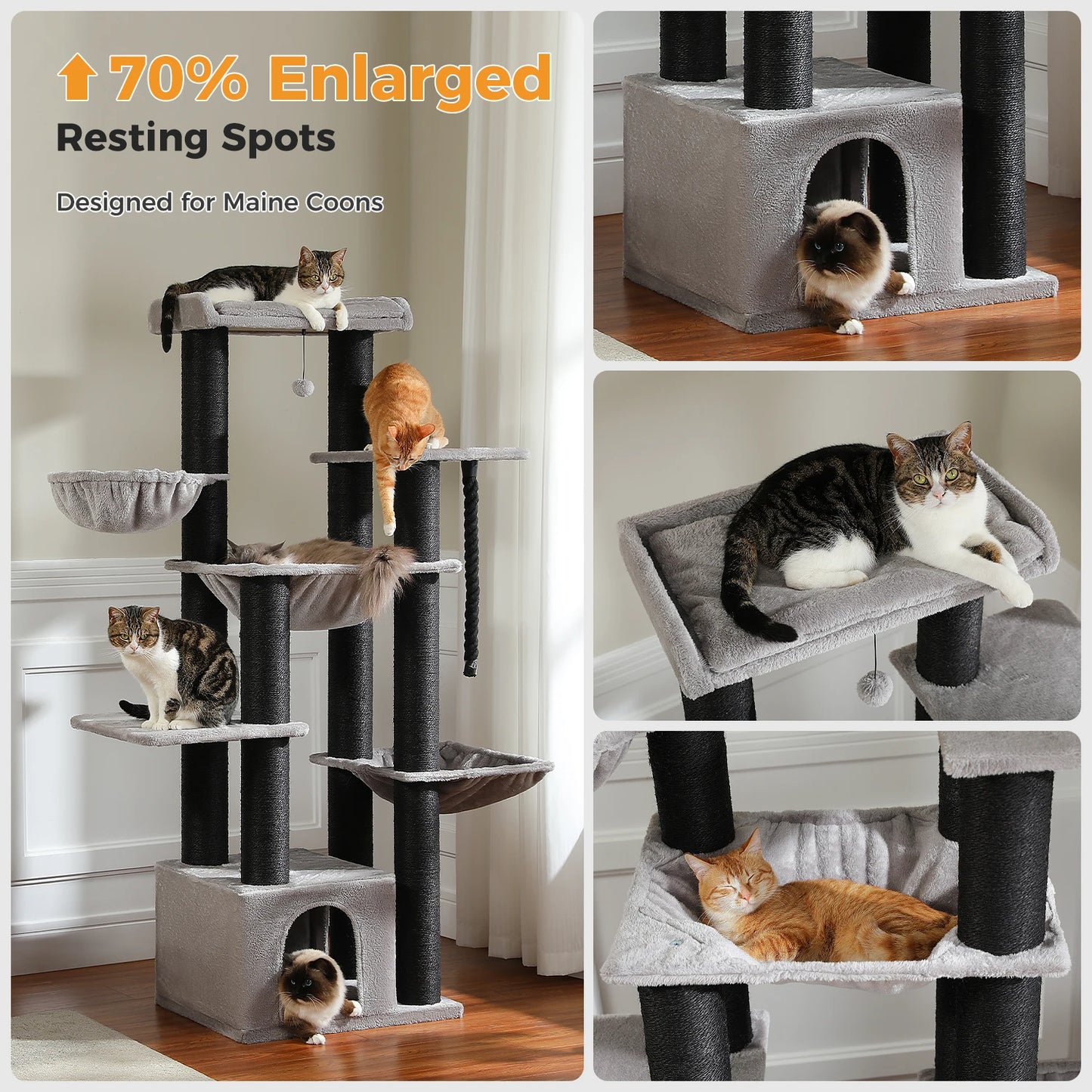 PAWZ Road Large Cat Tree With Hammock And Sisal Posts