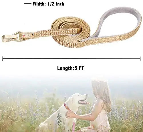YTYIN Rhinestone Dog Leash Premium Safe Durable Training Tool
