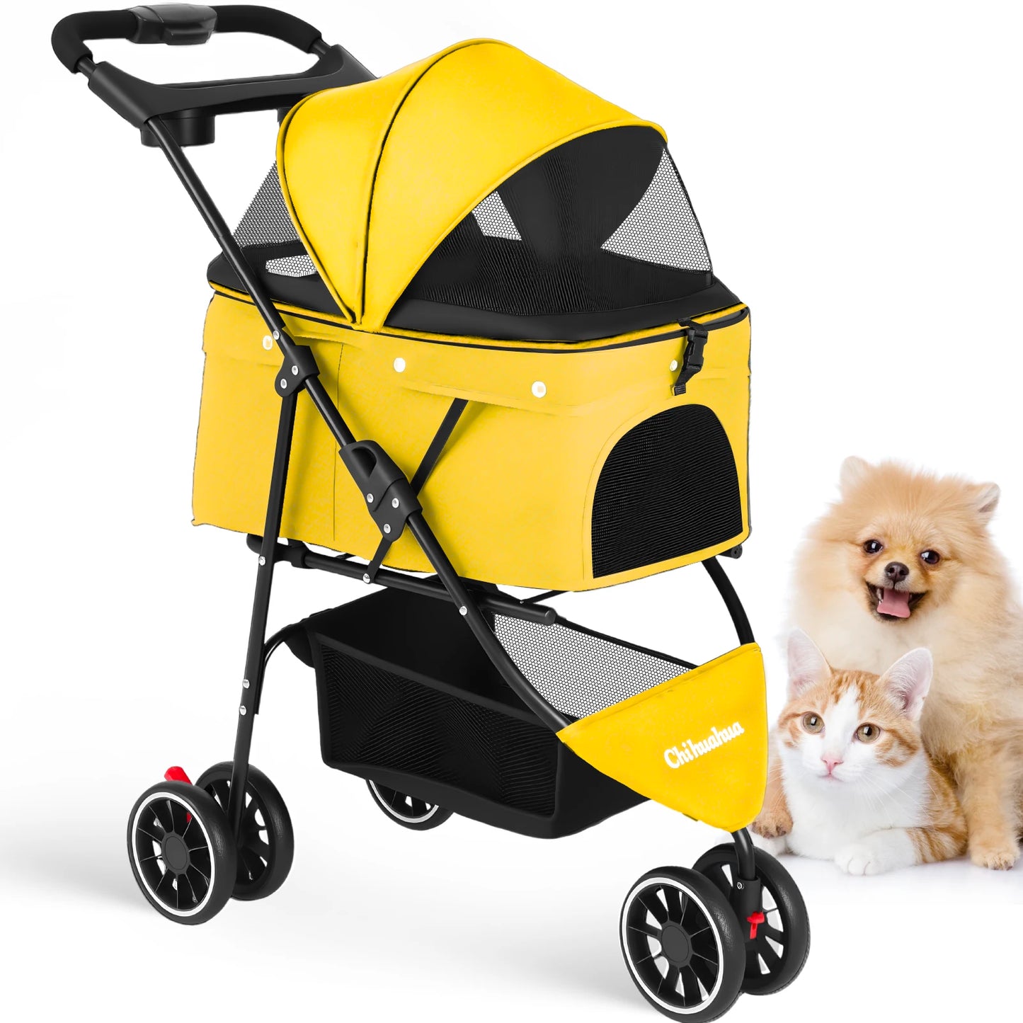 Chihuahua Pet Stroller For Small Cats And Dogs 3 Wheels