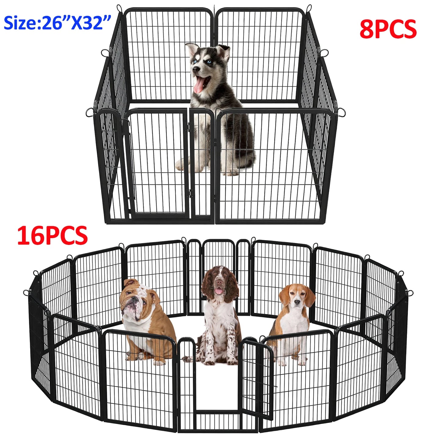 Iron Dog Playpen With Door Indoor Outdoor Foldable Fence