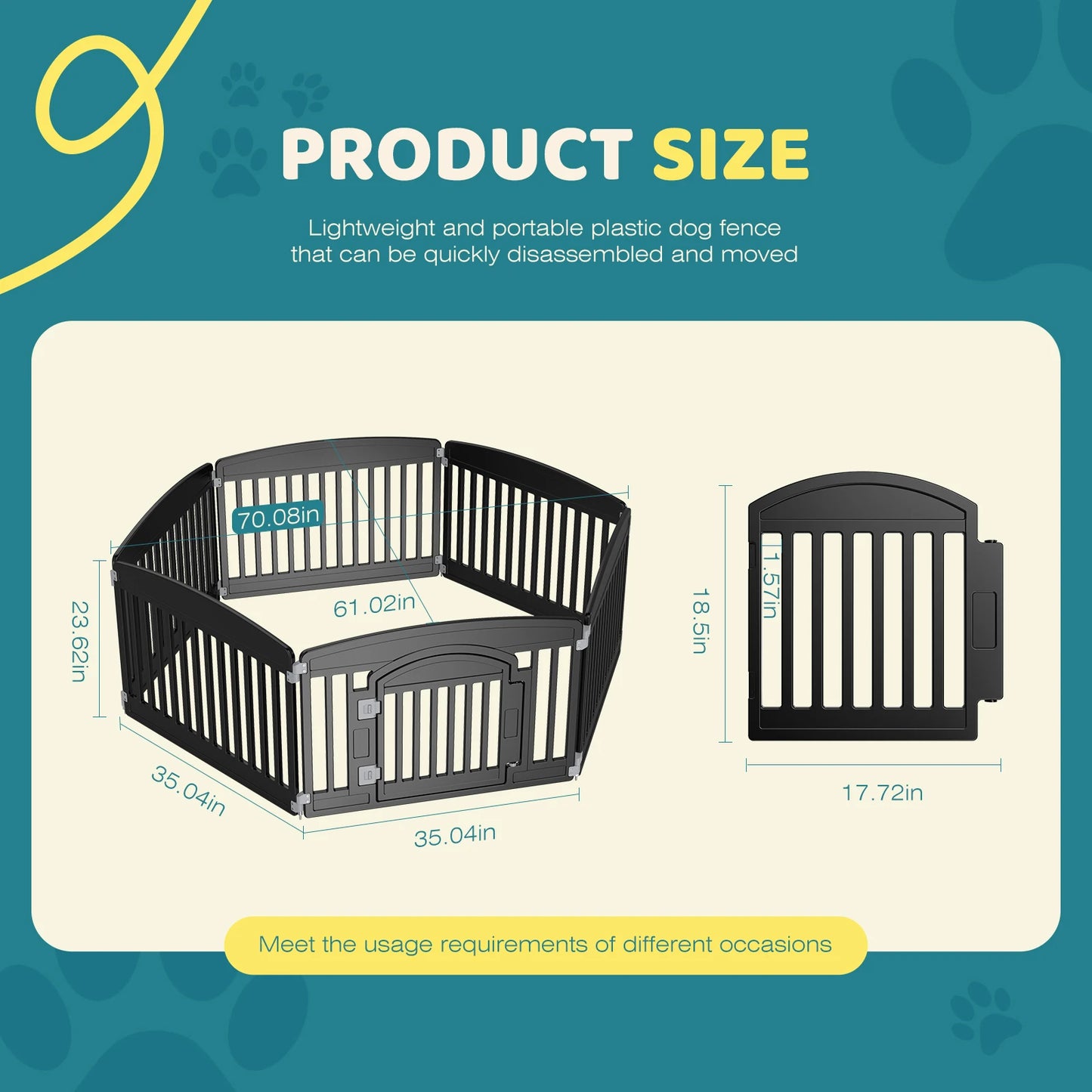JHK Plastic Dog Playpen Expandable Portable Fence For Medium Dogs