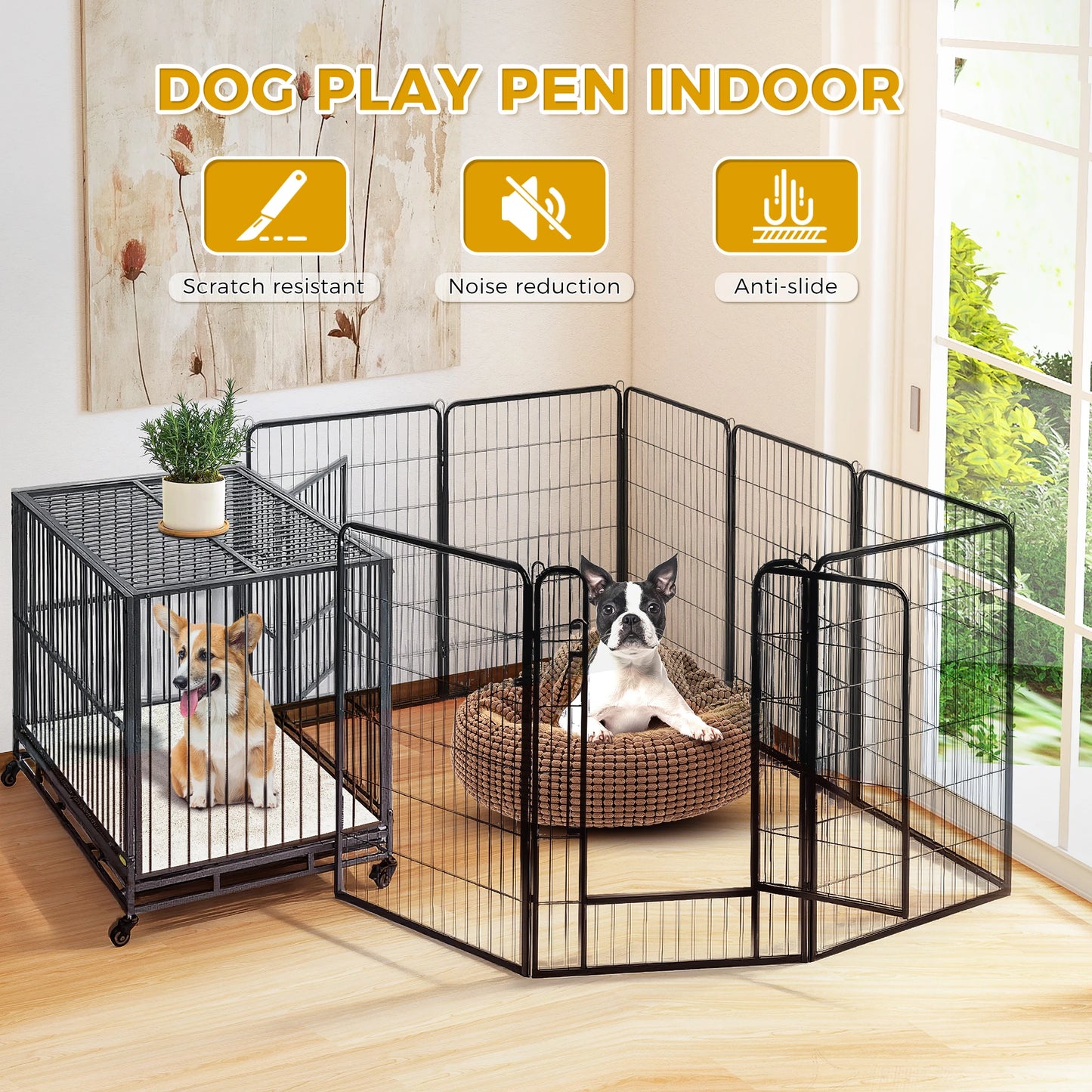 Iron Dog Playpen With Door Indoor Outdoor Foldable Fence