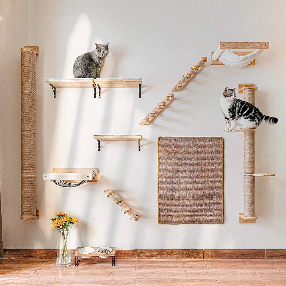 PetTravel Cat Climbing Shelf Wall Mounted Four Step Scratching Post