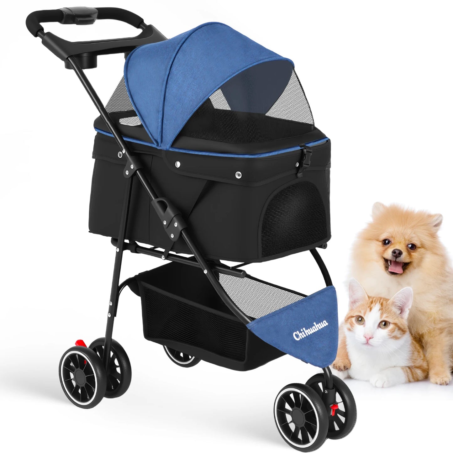 Chihuahua Pet Stroller For Small Cats And Dogs 3 Wheels