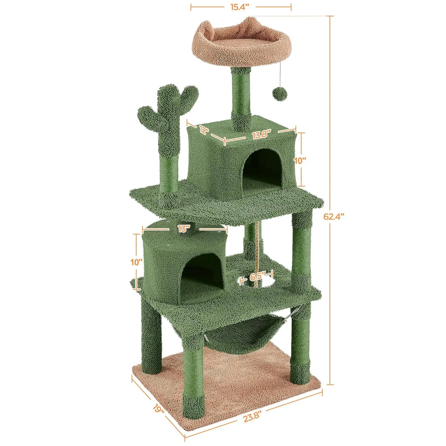 Indoor Cat Tree With Scratching Posts Hammock And Dangling Ball