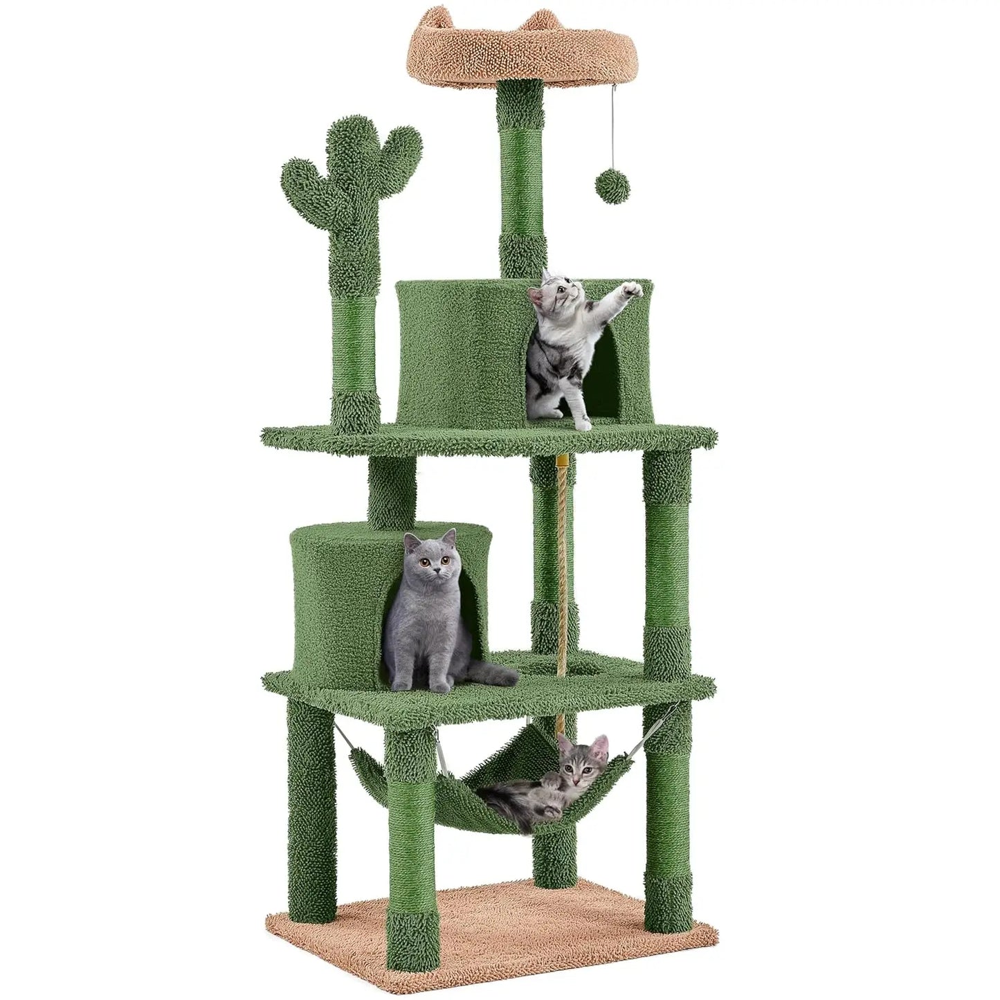 Indoor Cat Tree With Scratching Posts Hammock And Dangling Ball