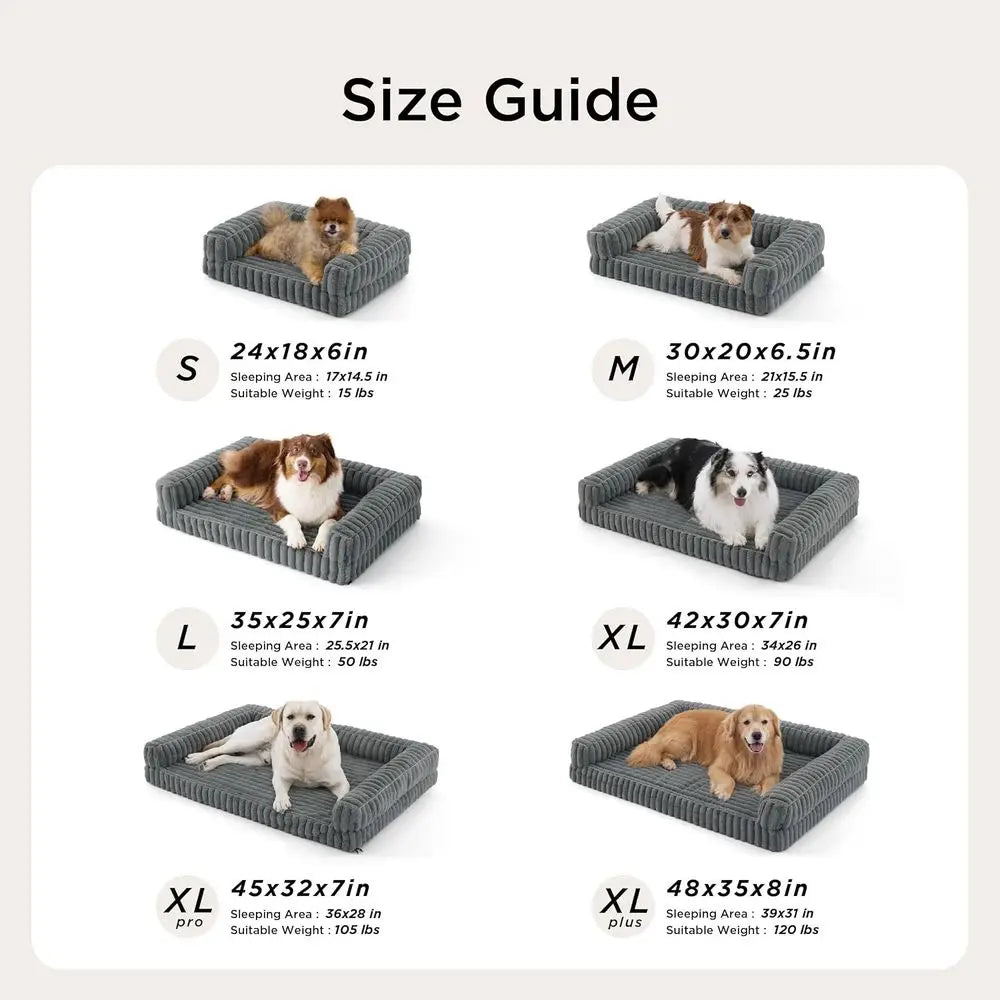 NONECN Orthopedic Dog Bed Waterproof Memory Foam Corduroy Cover