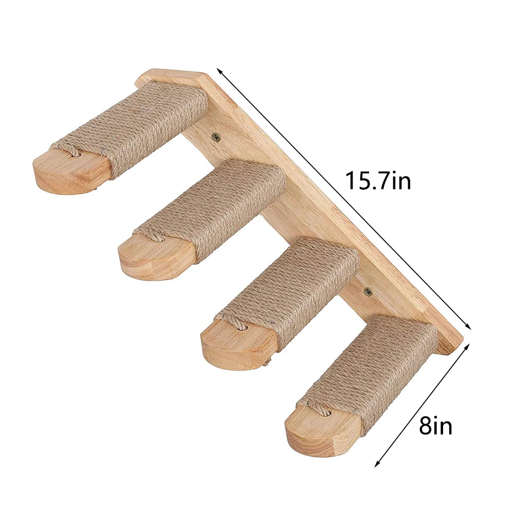 PetTravel Cat Climbing Shelf Wall Mounted Four Step Scratching Post
