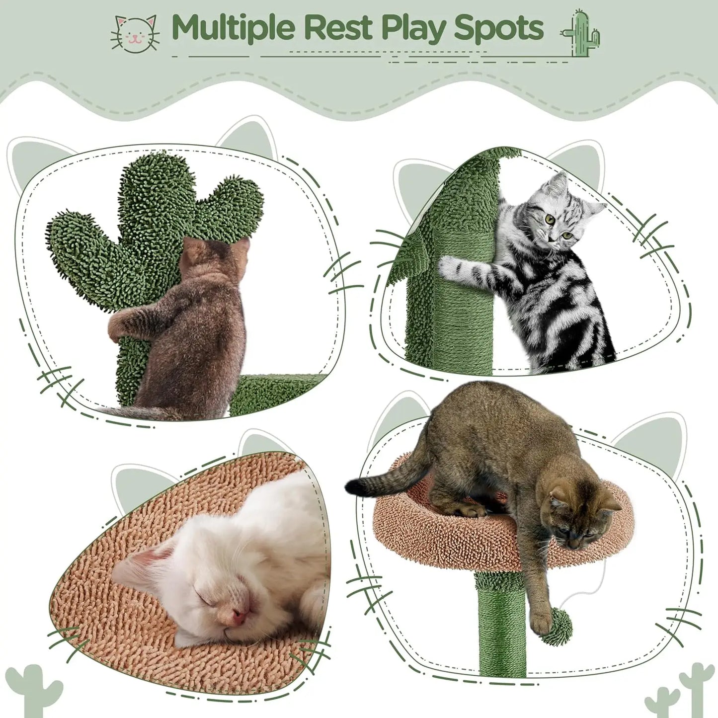 Indoor Cat Tree With Scratching Posts Hammock And Dangling Ball