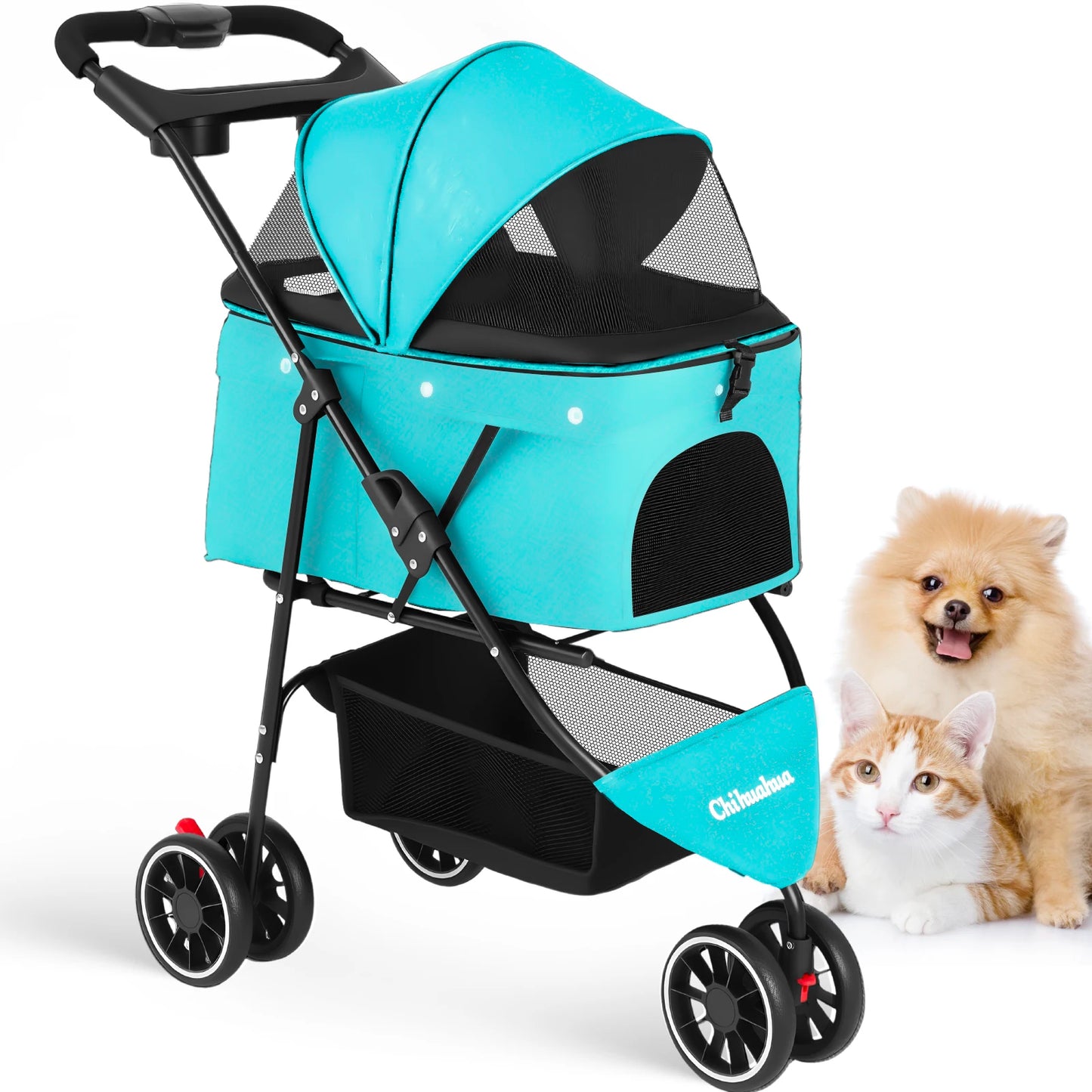 Chihuahua Pet Stroller For Small Cats And Dogs 3 Wheels