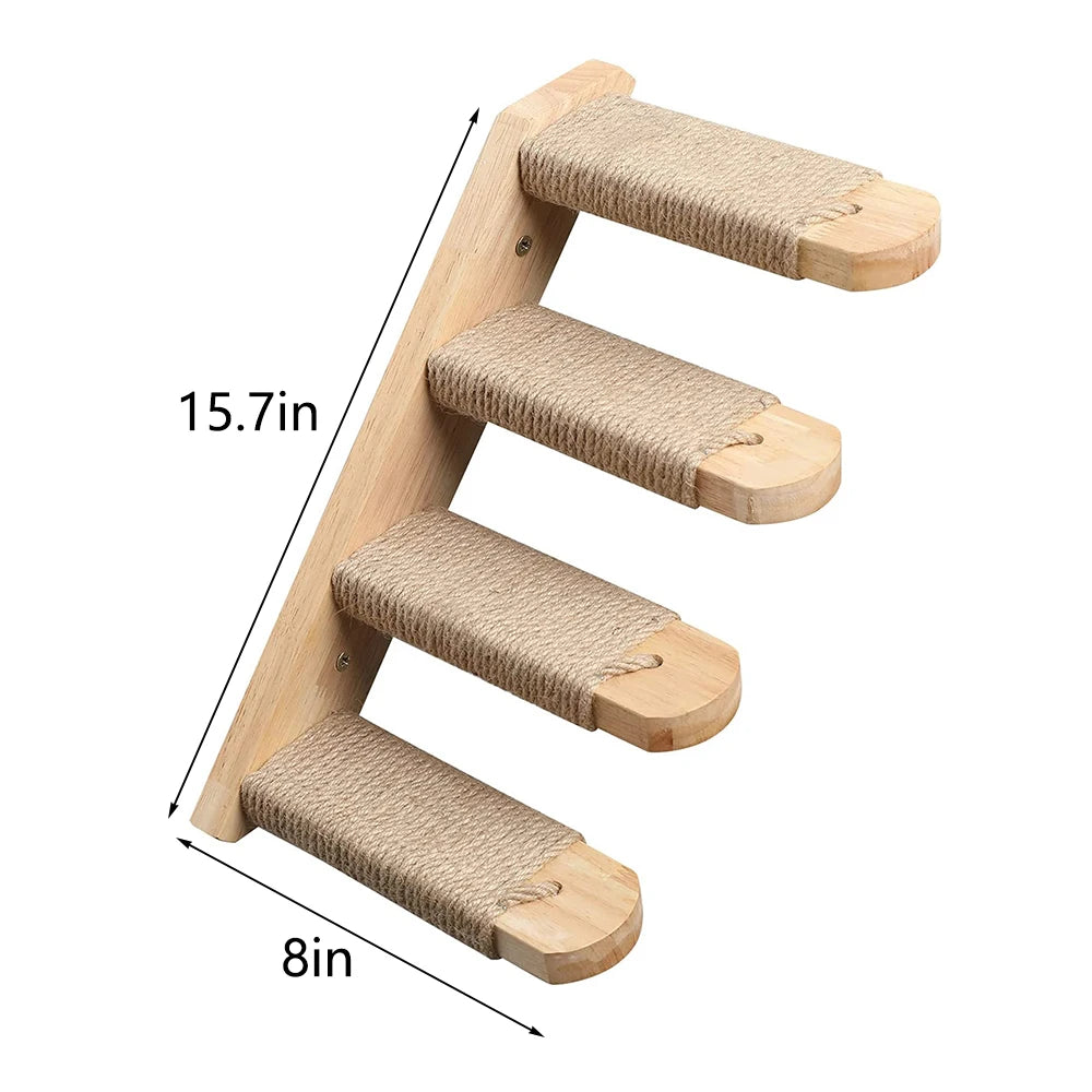PetTravel Cat Climbing Shelf Wall Mounted Four Step Scratching Post