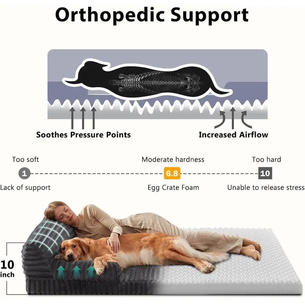Orthopedic Memory Foam Dog Bed Washable Cover Non Slip Base