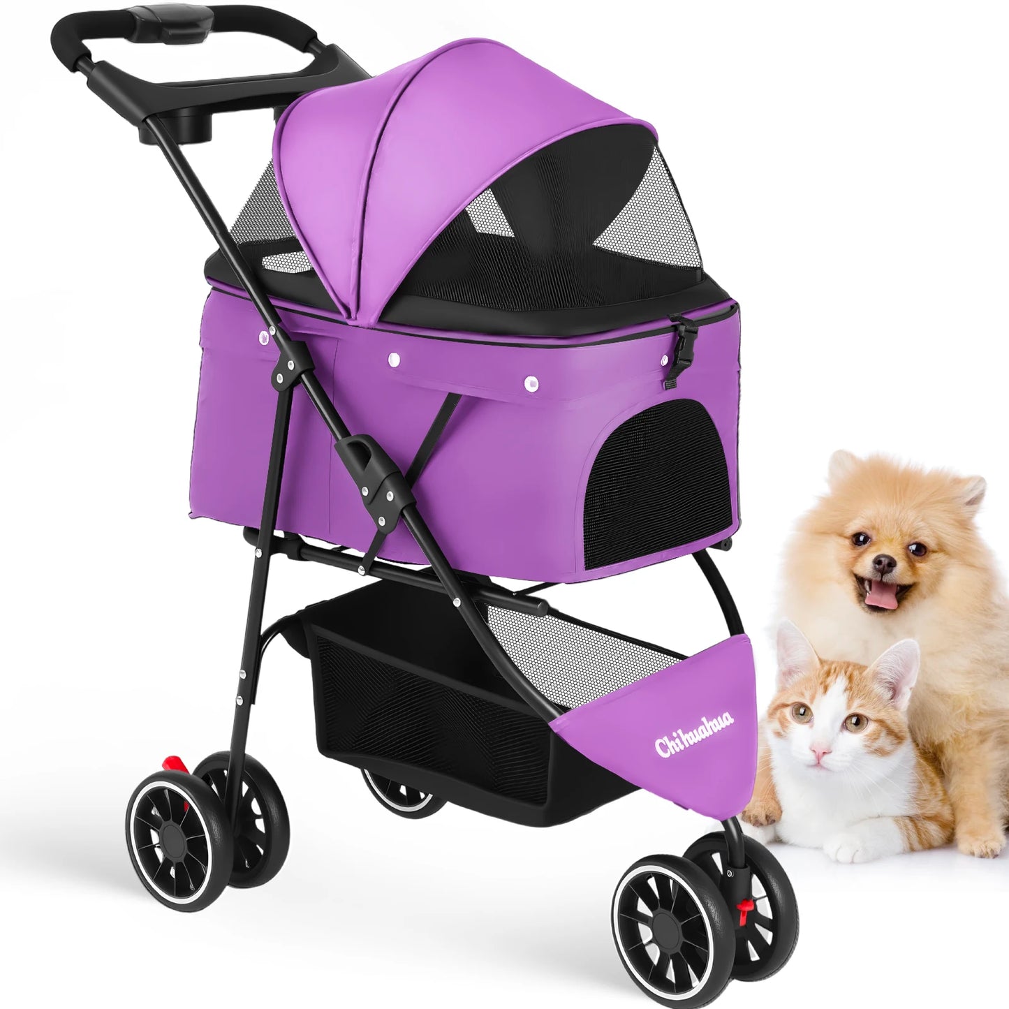 Chihuahua Pet Stroller For Small Cats And Dogs 3 Wheels