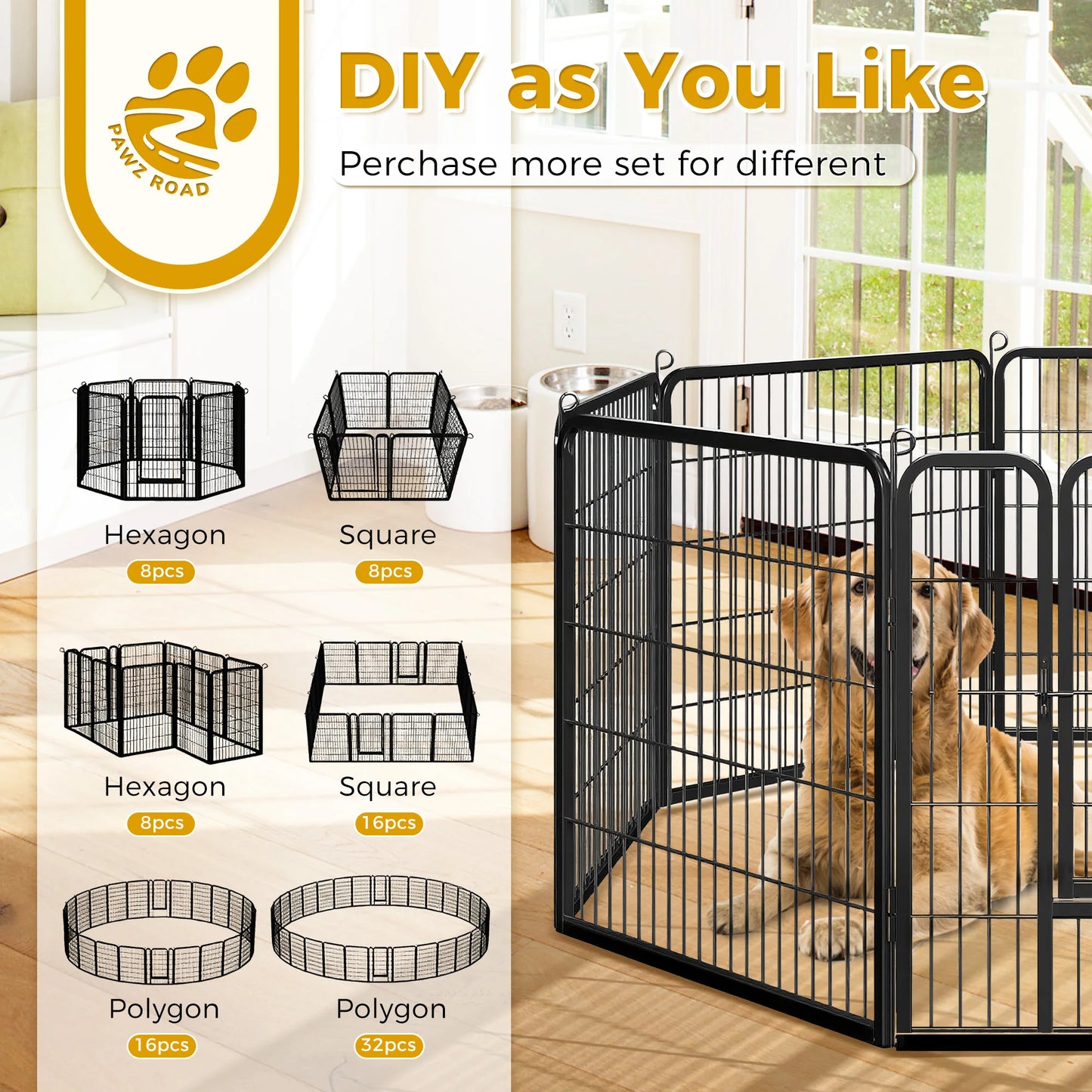Iron Dog Playpen With Door Indoor Outdoor Foldable Fence