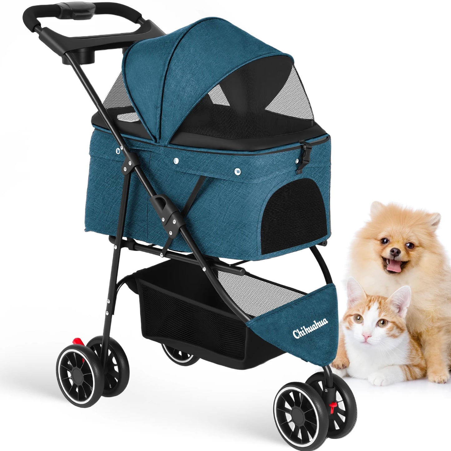 Chihuahua Pet Stroller For Small Cats And Dogs 3 Wheels