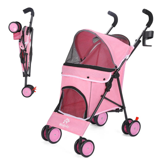 Wedyvko Pet Dog Stroller Four Wheels Rotating Brakes Storage Travel