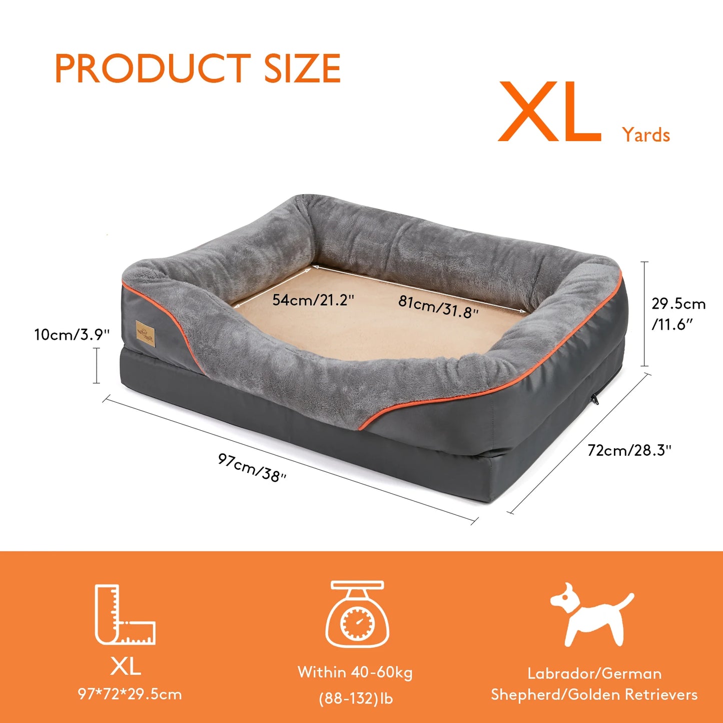 BINGOPAWCN Dog Bed Anti Allergy Fleece Waterproof Removable Cover Washable
