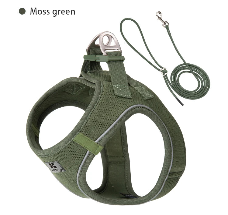 Nylon Reflective Dog Harness Leash Set Adjustable For Pets