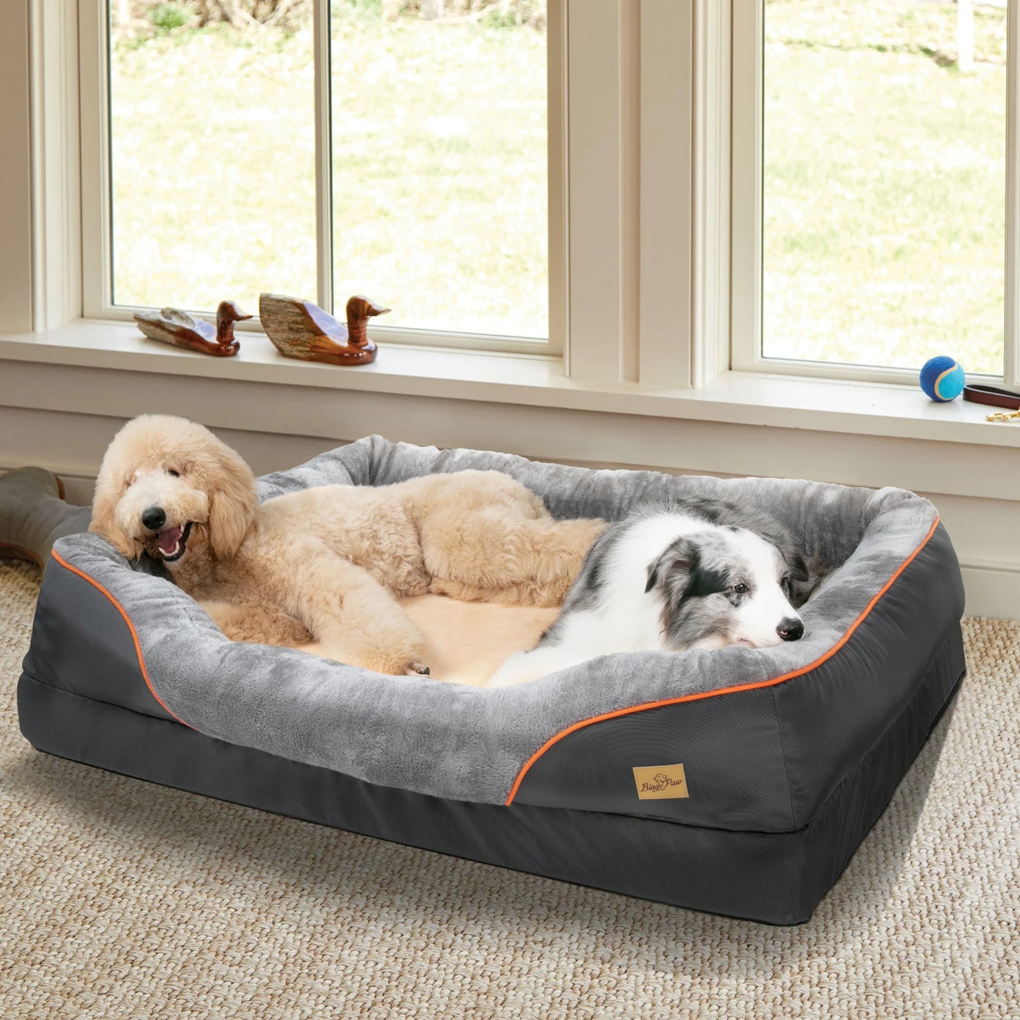 BINGOPAWCN Dog Bed Anti Allergy Fleece Waterproof Removable Cover Washable