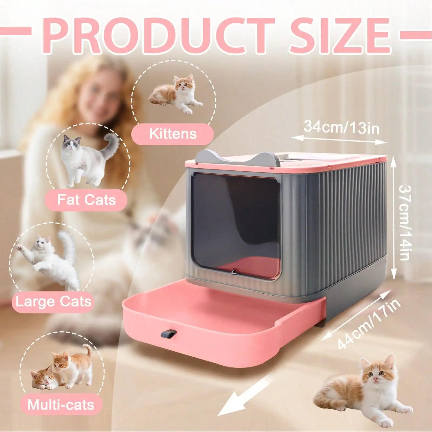 Foldable Cat Litter Box With Lid Litter Mat And Scoop