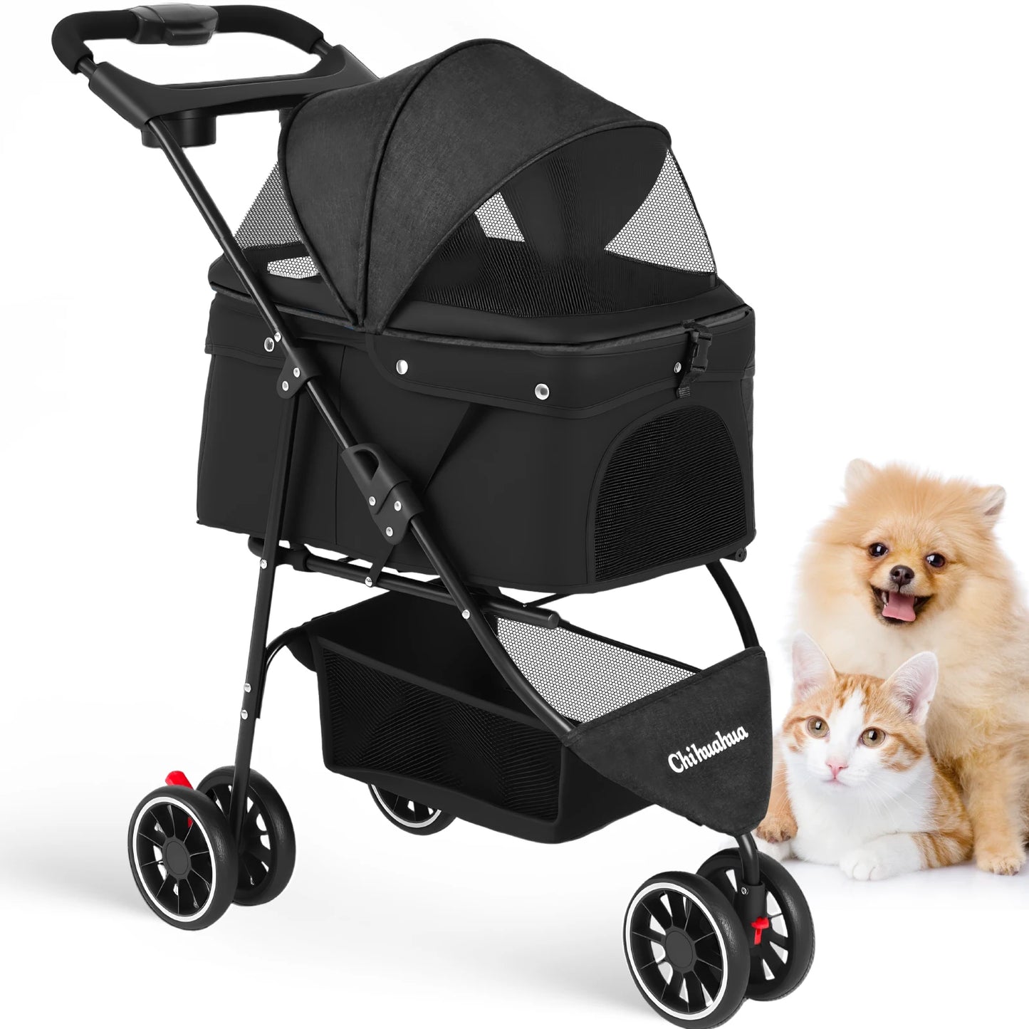 Chihuahua Pet Stroller For Small Cats And Dogs 3 Wheels