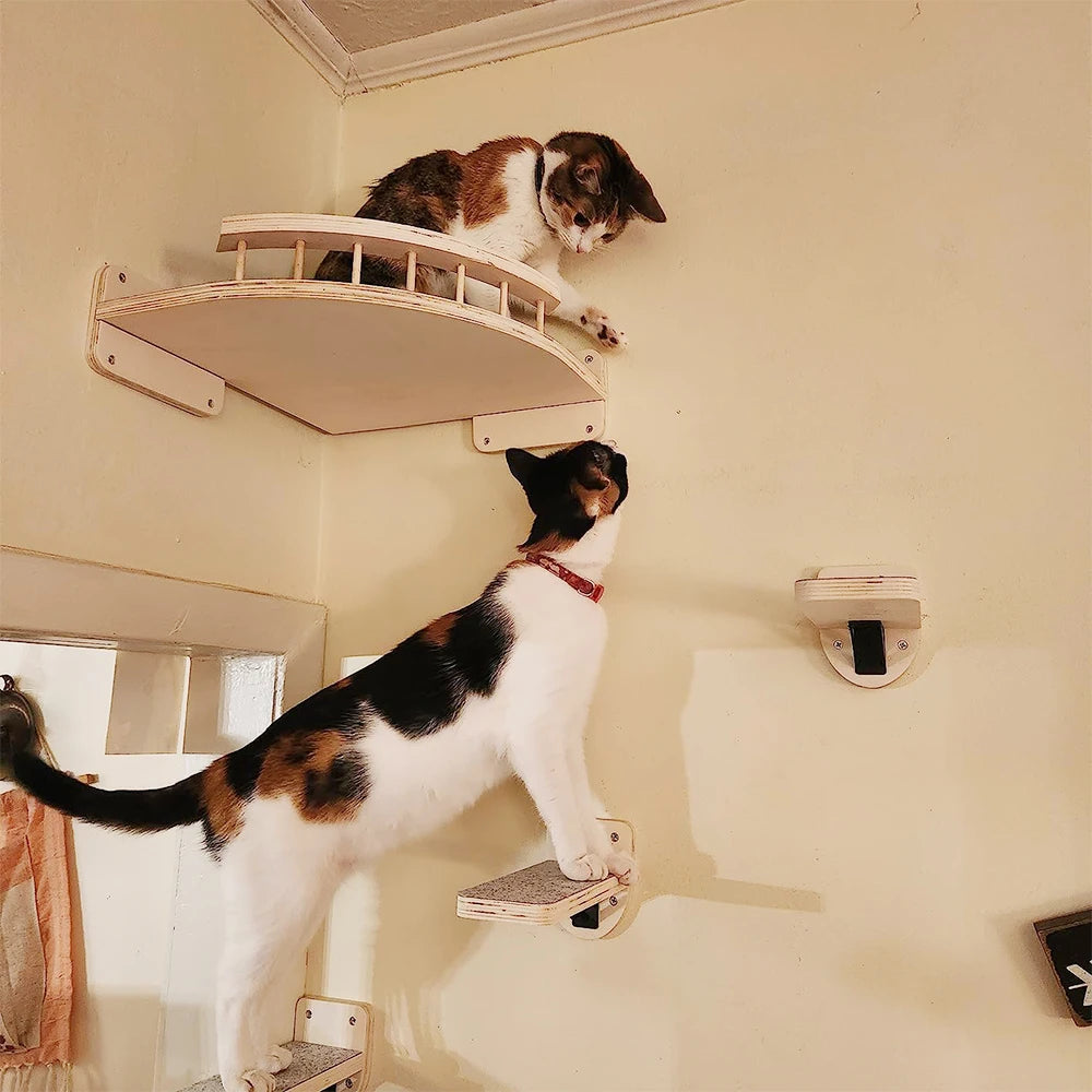 PetTravel Cat Climbing Shelf Wall Mounted Four Step Scratching Post