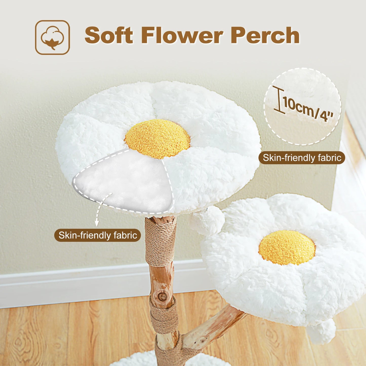 PAWZ Road Flower Cat Tree Indoor Cats Modern Wood Tower With 2 Perches