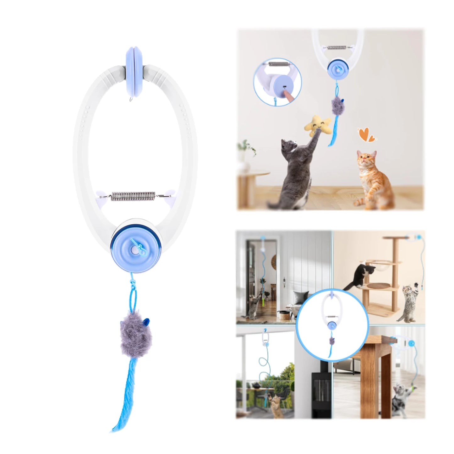 Shunmaii Automatic Retractable Hanging Cat Toy With 3 Catnip Mice