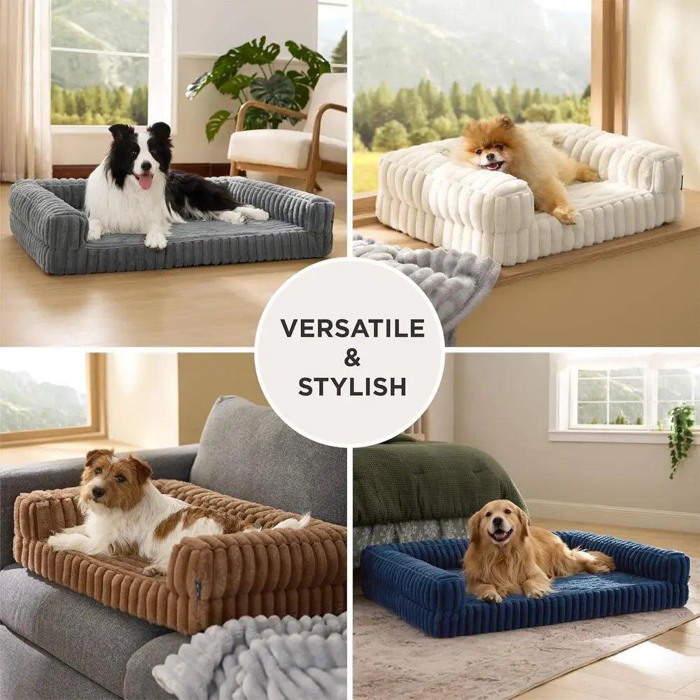 NONECN Orthopedic Dog Bed Waterproof Memory Foam Corduroy Cover