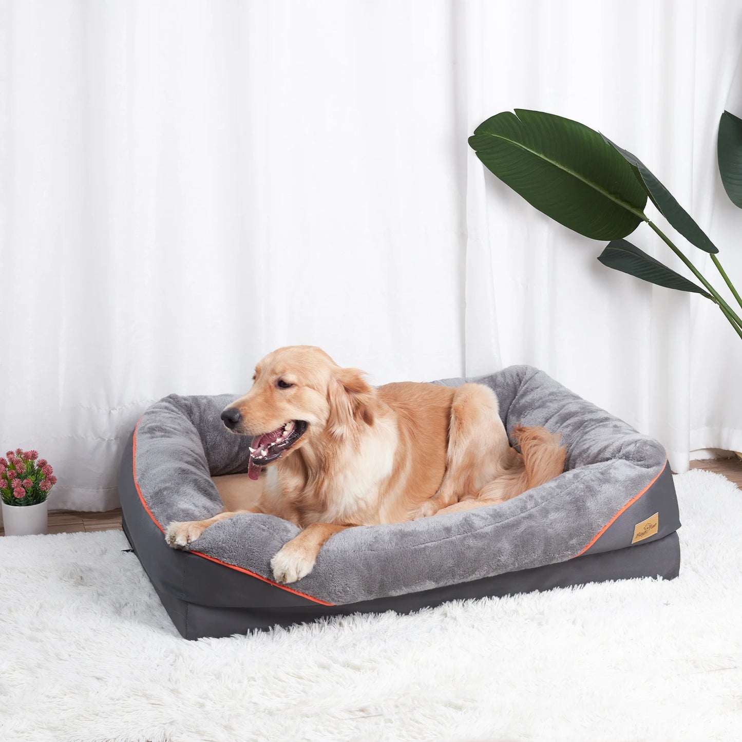 BINGOPAWCN Dog Bed Anti Allergy Fleece Waterproof Removable Cover Washable